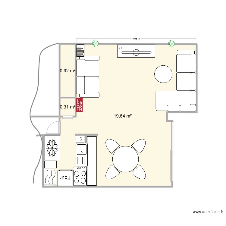 DETAIL SEJOUR A.J.O.. Plan de 3 pièces et 21 m2