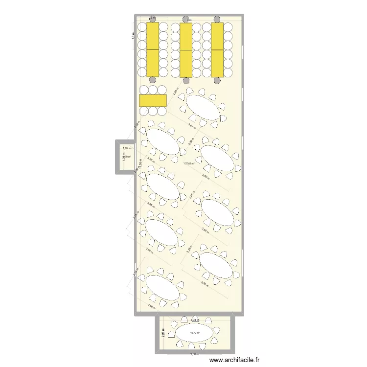 SALLE MARIAGE TABLES OVALES. Plan de 