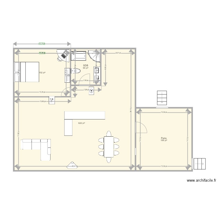 NDDL Maison Avril 2024. Plan de 4 pièces et 96 m2