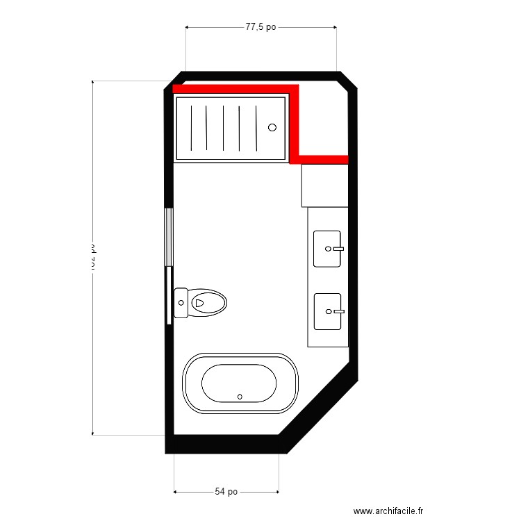 Leclerc K1. Plan de 1 pièce et 10 m2