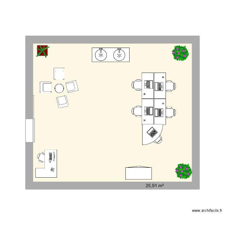 plan du service de comptabilité. Plan de 1 pièce et 26 m2