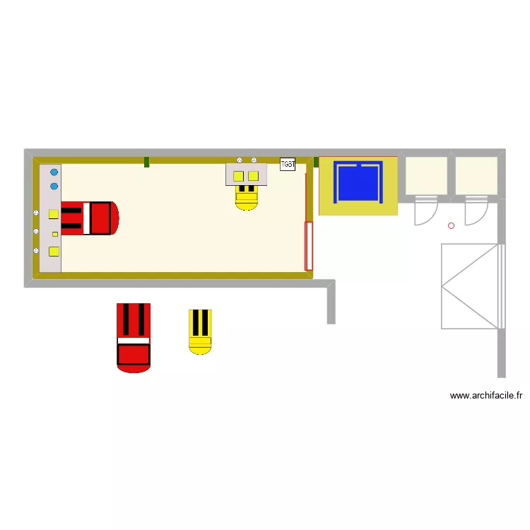Fosse. Plan de 3  et 41 m²