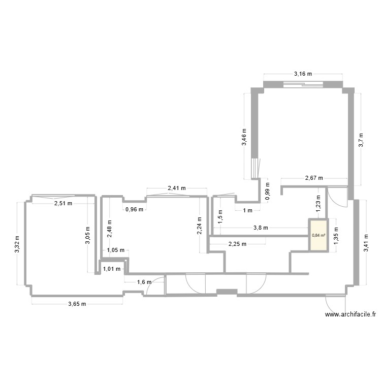 Appartement. Plan de 1 pièce et 1 m2