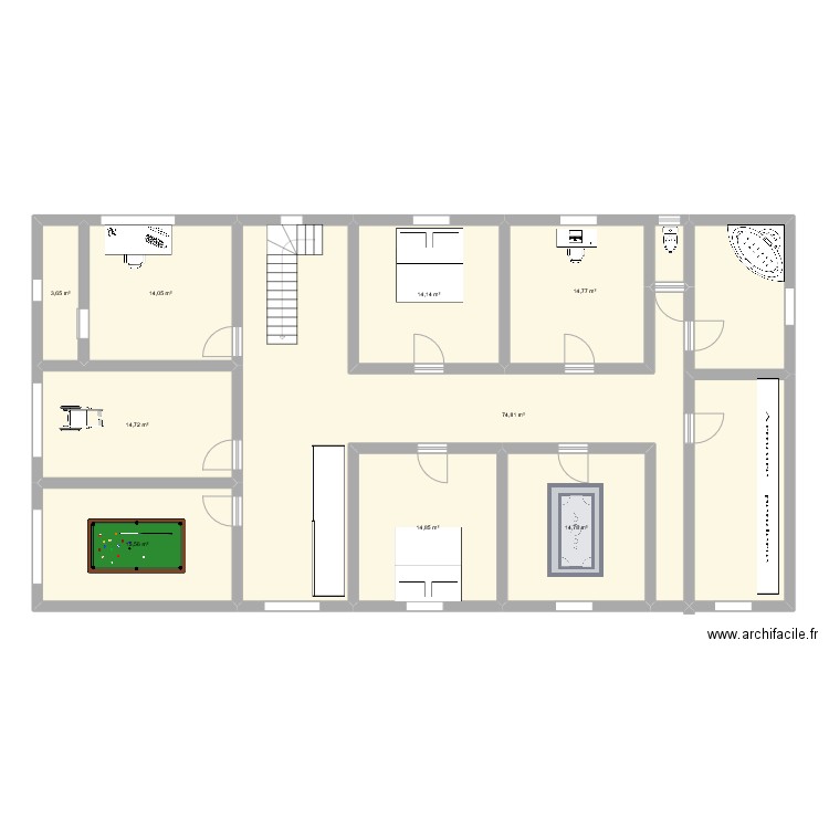 étage. Plan de 9 pièces et 181 m2