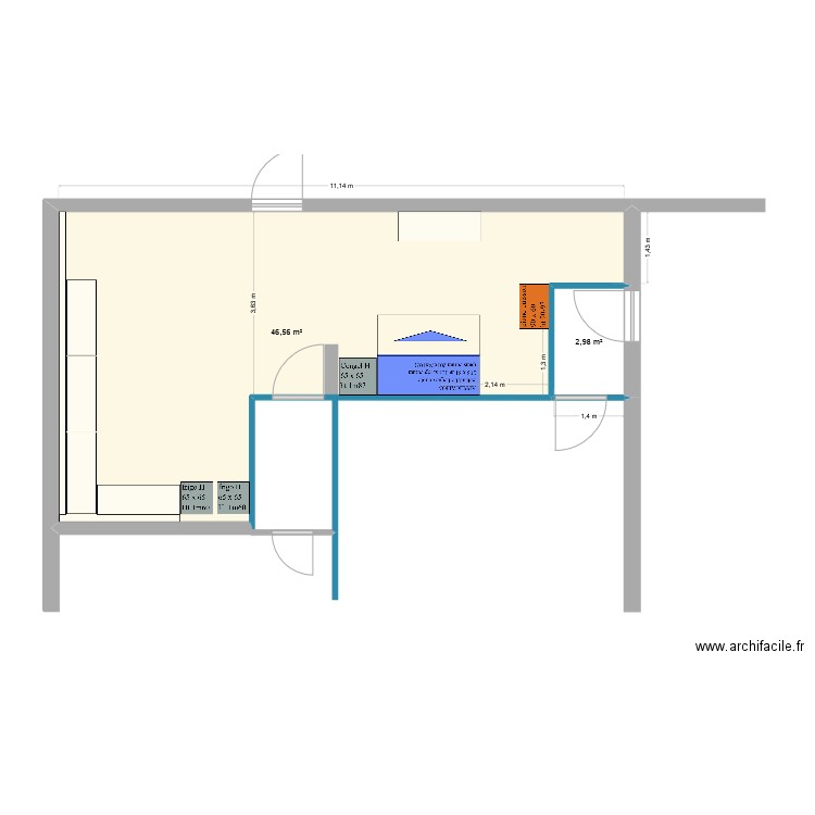 Application Aromes. Plan de 2 pièces et 50 m2
