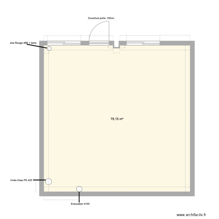vdm. Plan de 1 pièce et 79 m2