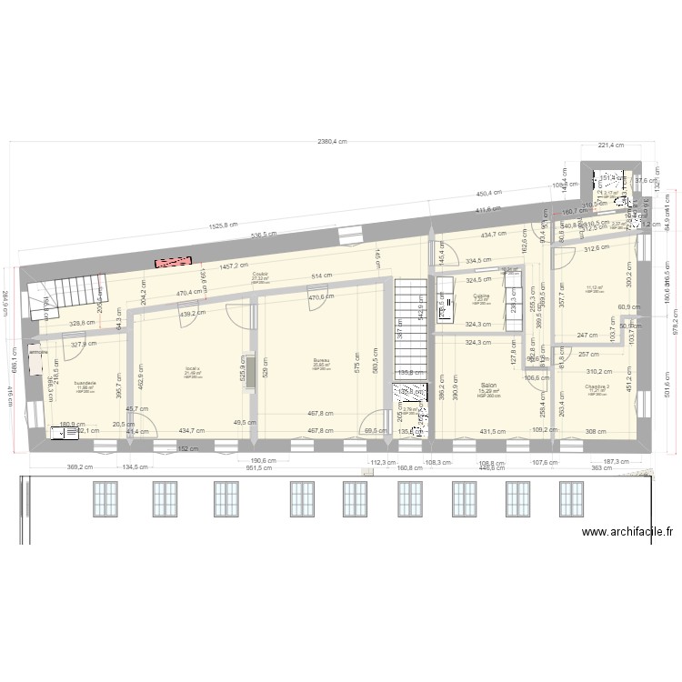 immeuble café de la poste 2. Plan de 12 pièces et 149 m2