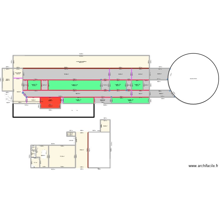projet ATELIER 2. Plan de 35 pièces et 1721 m2