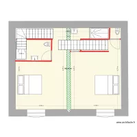 Plan &eacute;tage avec deux escaliers 2