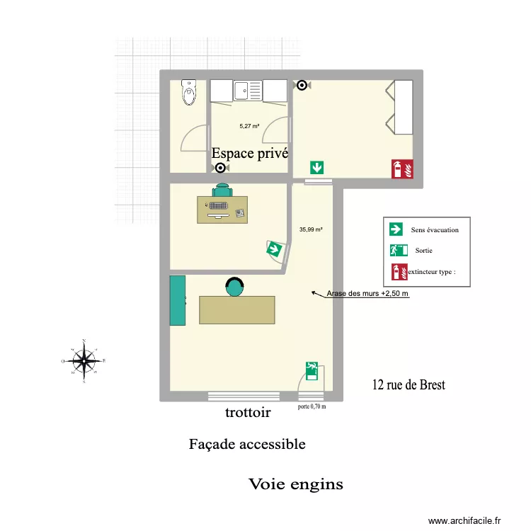 local coopérative funéraire. Plan de 2 Pièces et 41 m² local coopérative funéraire. Plan de 2 Pièces et 41 m²