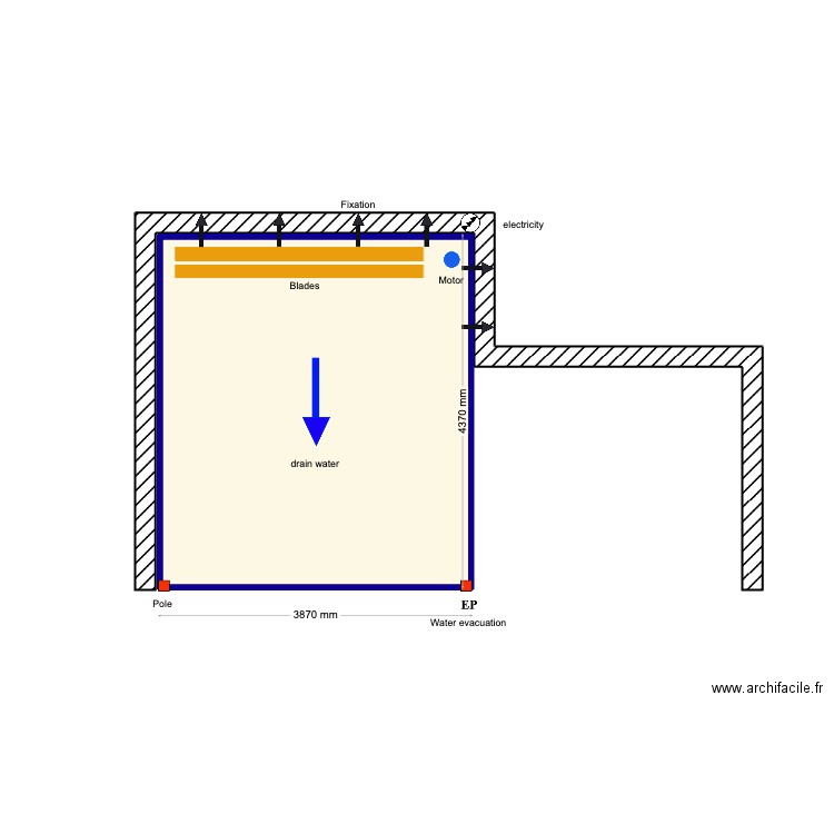 Gemel. Plan de 1 pièce et 16 m2
