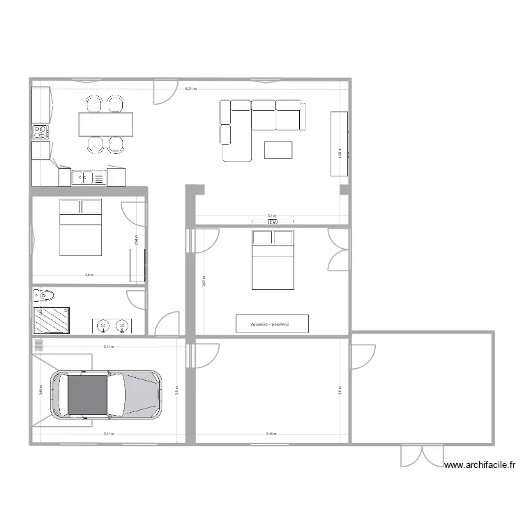 maison modifi&eacute;. Plan de 3  et 35 m²