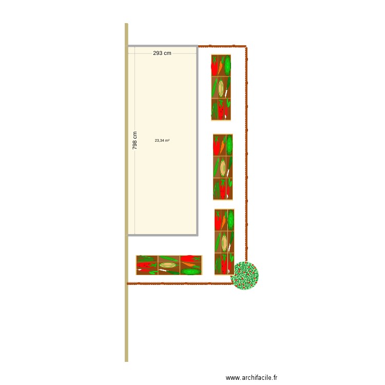 Poulailler. Plan de 1 pièce et 23 m2