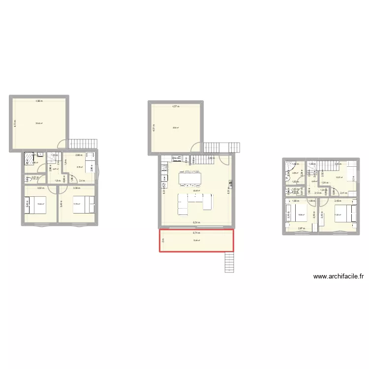 extension maison &eacute;tage. Plan de 