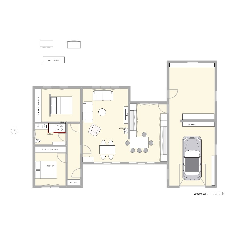 maison hhh. Plan de 5 pièces et 130 m2
