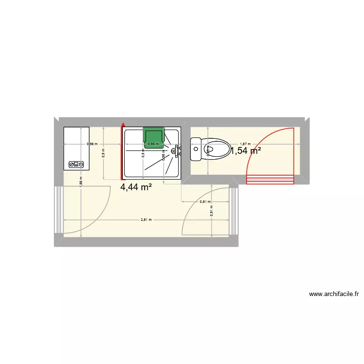 quiniou. Plan de 2  et 6 m²