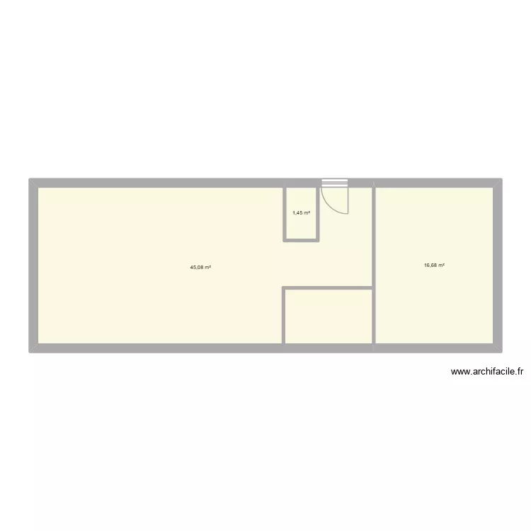 RDC. Plan de 3 Pièces et 63 m²