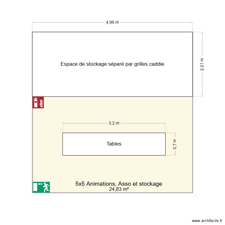 animations. Plan de 1 pièce et 25 m2
