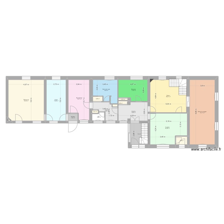 mur_cotés_RDC. Plan de 19 pièces et 186 m2