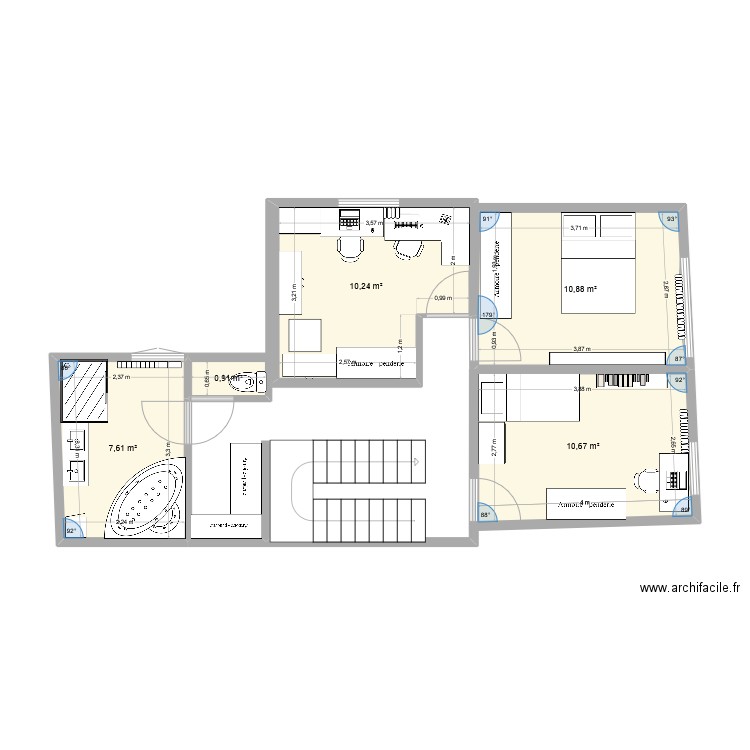 1er étage 1er option. Plan de 5 pièces et 40 m2