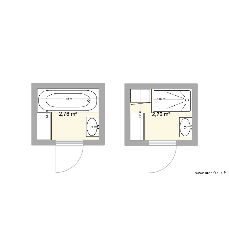 BOUCARD. Plan de 2 pièces et 6 m2
