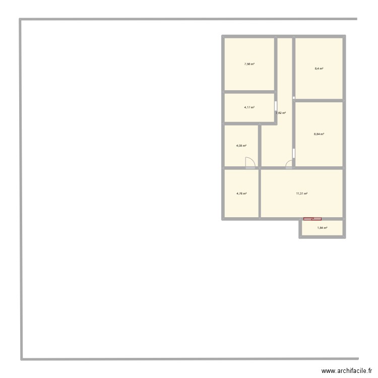 Modèle Maison 1. Plan de 9 pièces et 59 m2