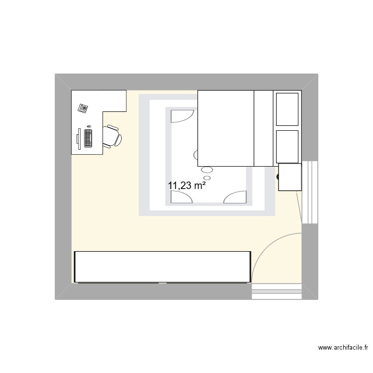 Chambre evan #1. Plan de 1 pièce et 11 m2