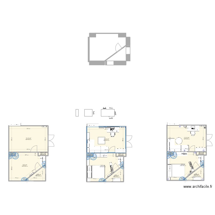 Appartement. Plan de 15 pièces et 79 m2