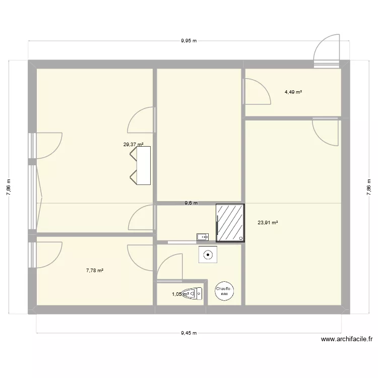 sport college. Plan de 5  et 67 m²
