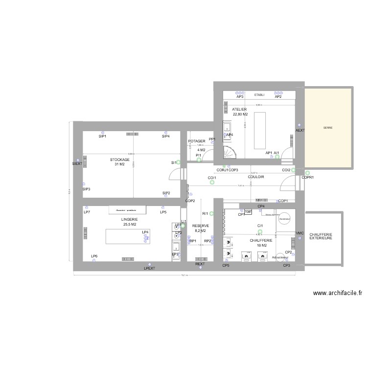 manoir cave. Plan de 1 pièce et 17 m2