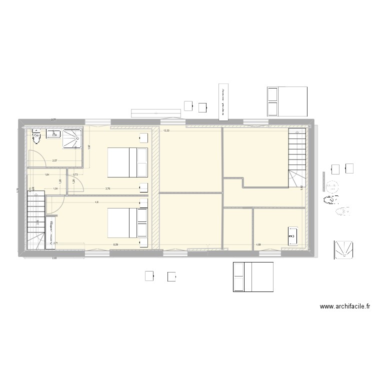 essai 8. Plan de 4 pièces et 157 m2