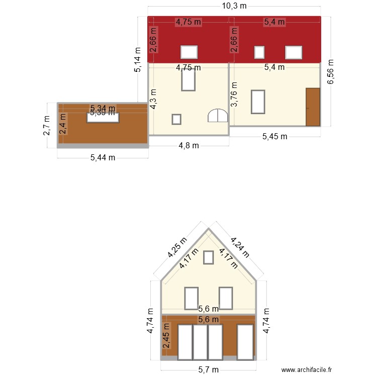 plan avant facade v2.222222. Plan de 7 pièces et 114 m2