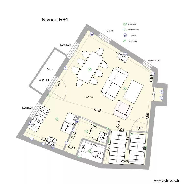 PLAN bleymard 1er  &eacute;tage. Plan de 1  et 38 m²