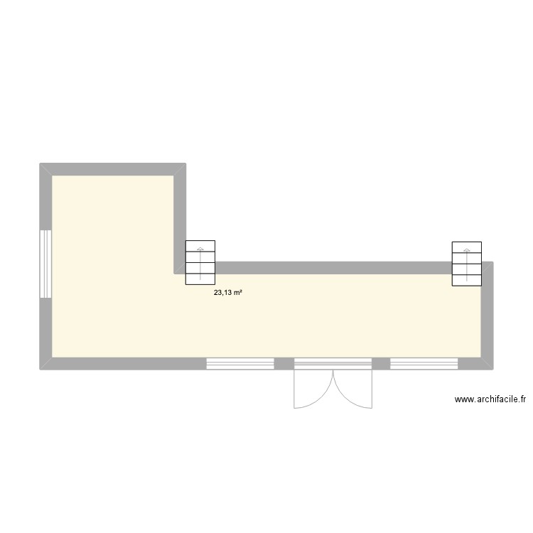 Labo glaces. Plan de 2 pièces et 36 m2