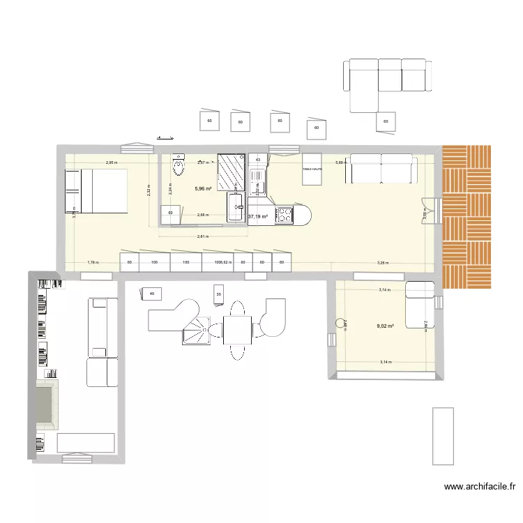 plan avec cotes archi novembre25CUISINE OK. Plan de 3 pièces et 52 m² plan avec cotes archi novembre25CUISINE OK. Plan de 3 pièces et 52 m²