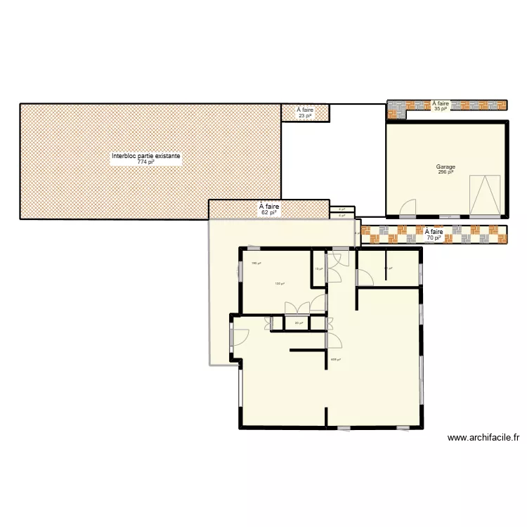 Salle &agrave; d&icirc;ner et coin lounge. Plan de 