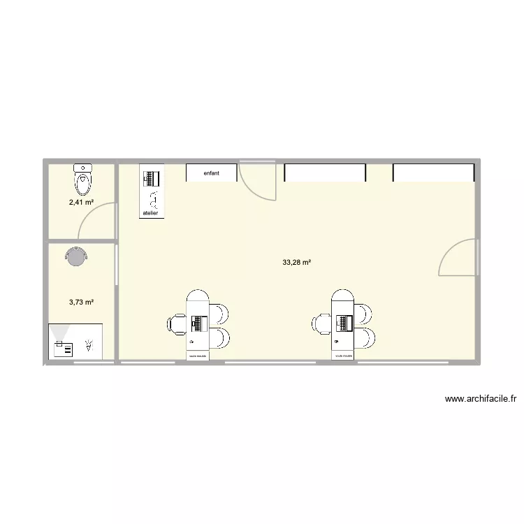 marie Serris. Plan de 3  et 39 m²