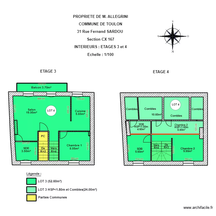 ALLEGRINI ETAGE 3-4 LOT 4. Plan de ALLEGRINI ETAGE 3-4 LOT 4. Plan de