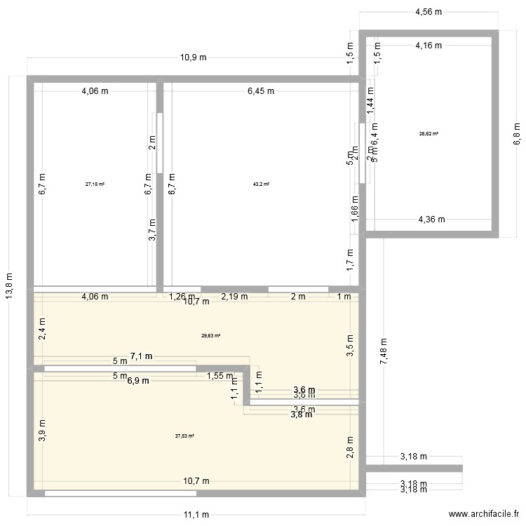 cassou. Plan de 5 pièces et 164 m2