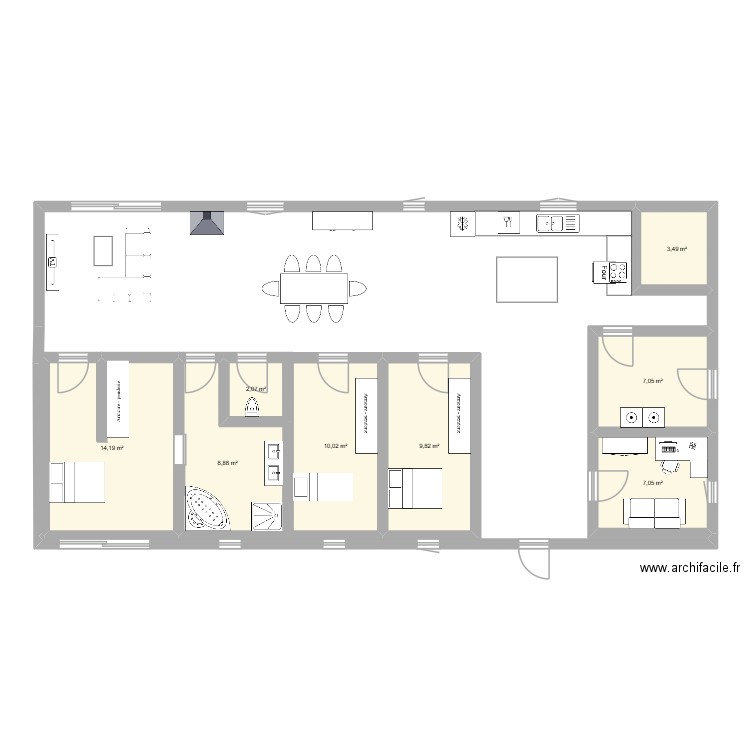 MAISON FLO ET GWENN. Plan de 8 pièces et 63 m2