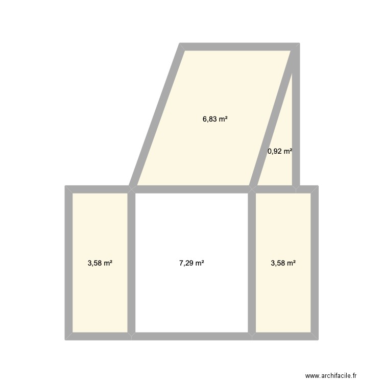 cabanon relief. Plan de 5 pièces et 22 m2