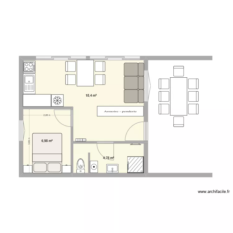cabane. Plan de 3 Pièces et 30 m² cabane. Plan de 3 Pièces et 30 m²
