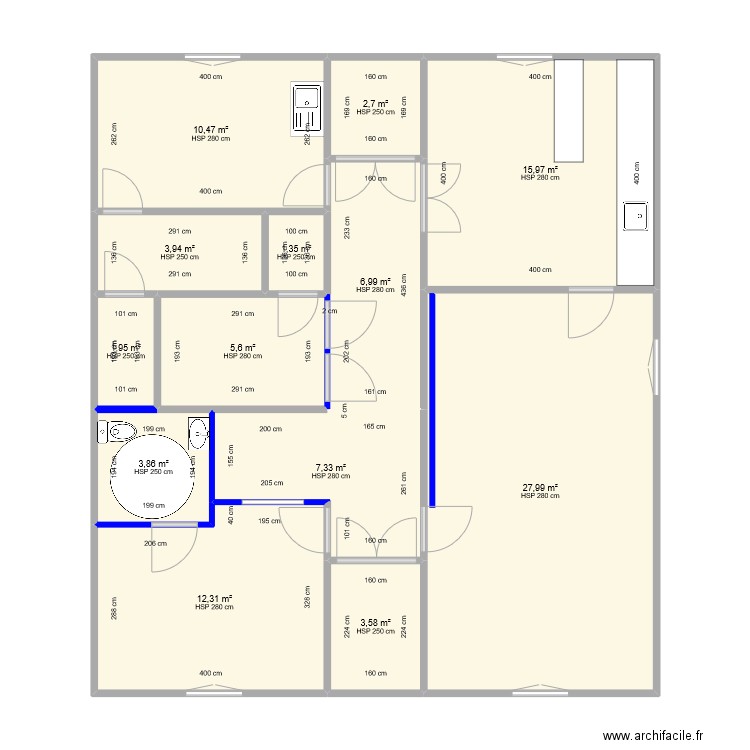 bru mazamet. Plan de 13 pièces et 104 m2