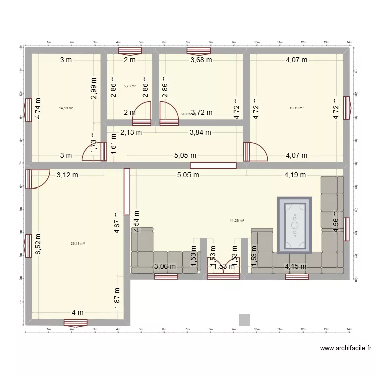 ma maison. Plan de 6 Pièces et 127 m² ma maison. Plan de 6 Pièces et 127 m²