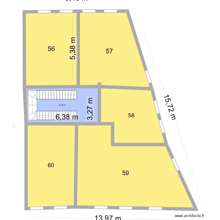 mars. Plan de 6 pièces et 199 m2