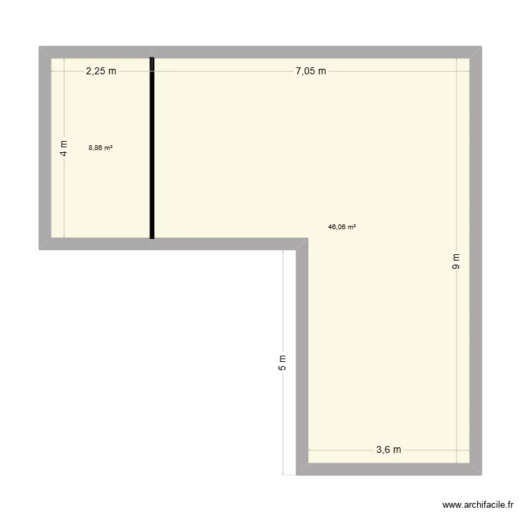 monta. Plan de 2  et 55 m²
