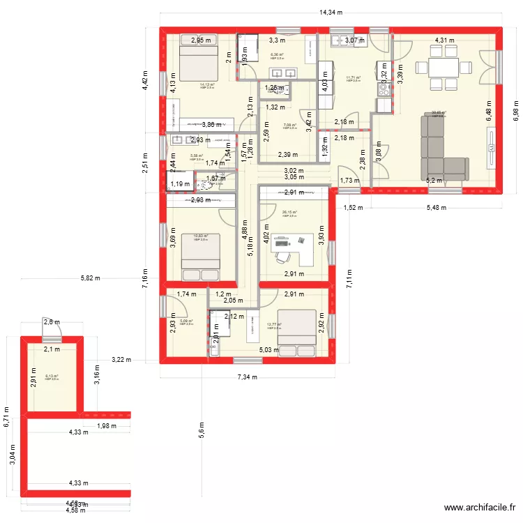 Plan Eysines projet. Plan de 13 et 139 m² Plan Eysines projet. Plan de 13 et 139 m²