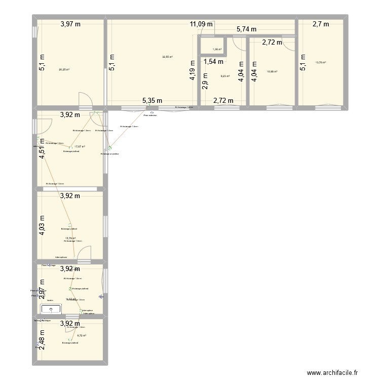 gradiniere elec1. Plan de 10 pièces et 143 m2