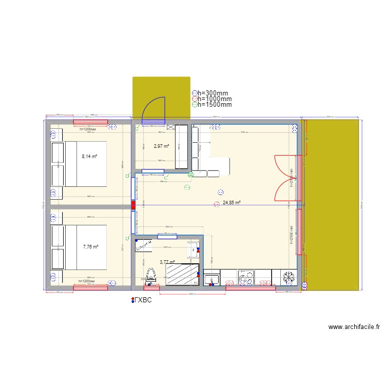 54 ст Ступино кар эл хвс. Plan de 7 pièces et 61 m2