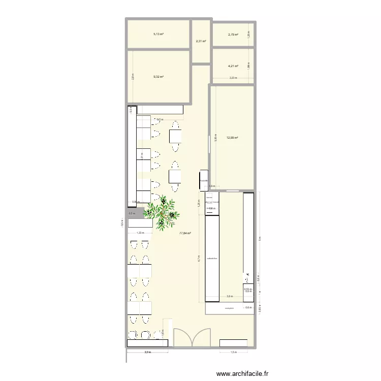 resto. Plan de 7  et 115 m²